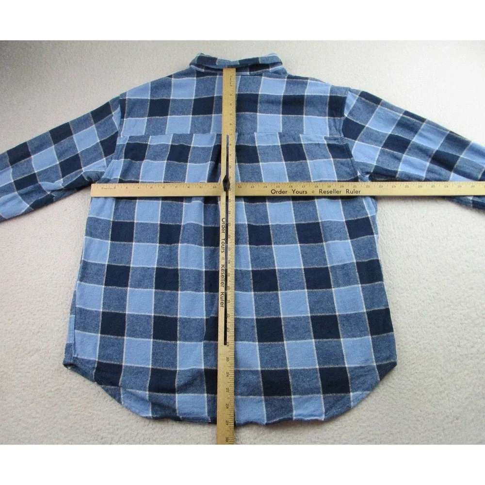 Levis SilverTab Shirt Mens Small Blue Plaid Flannel Oversized Button Down Pocket